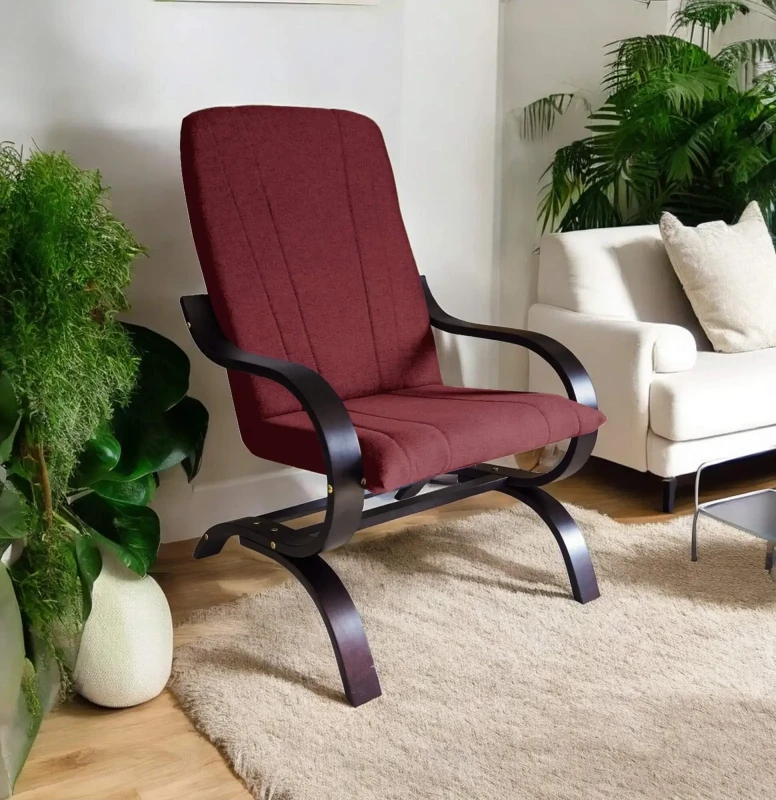 Fotel tapicerowany Finka Sisu gładki na bukowym stelażu do salonu - bordowy Malmo 63