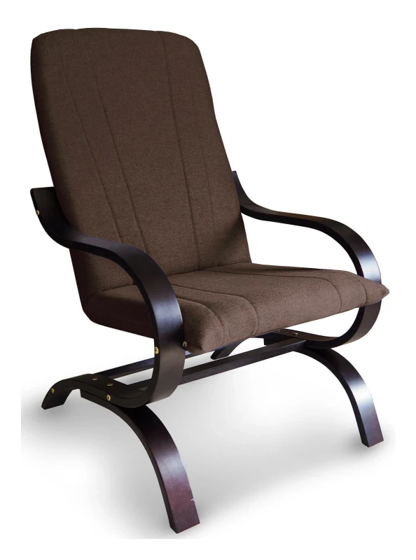 Fotel tapicerowany Finka Sisu gładki na bukowym stelażu do salonu - brązowy Malmo 26