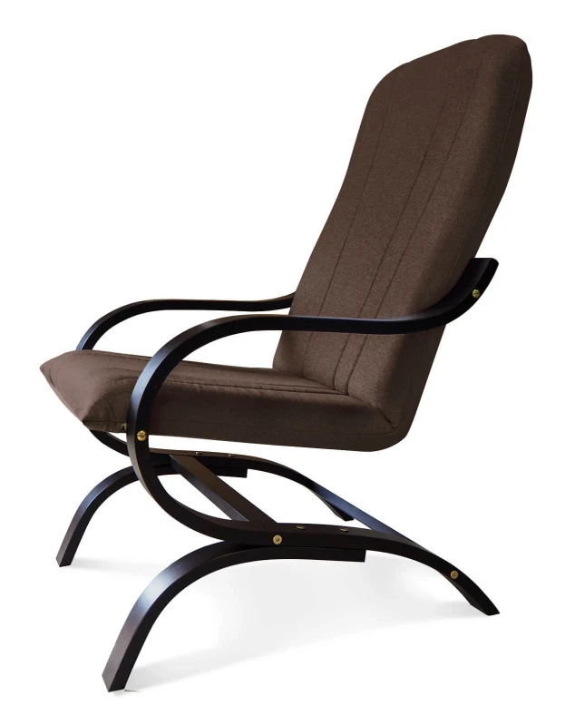 Fotel tapicerowany Finka Sisu gładki na bukowym stelażu do salonu - brązowy Malmo 26