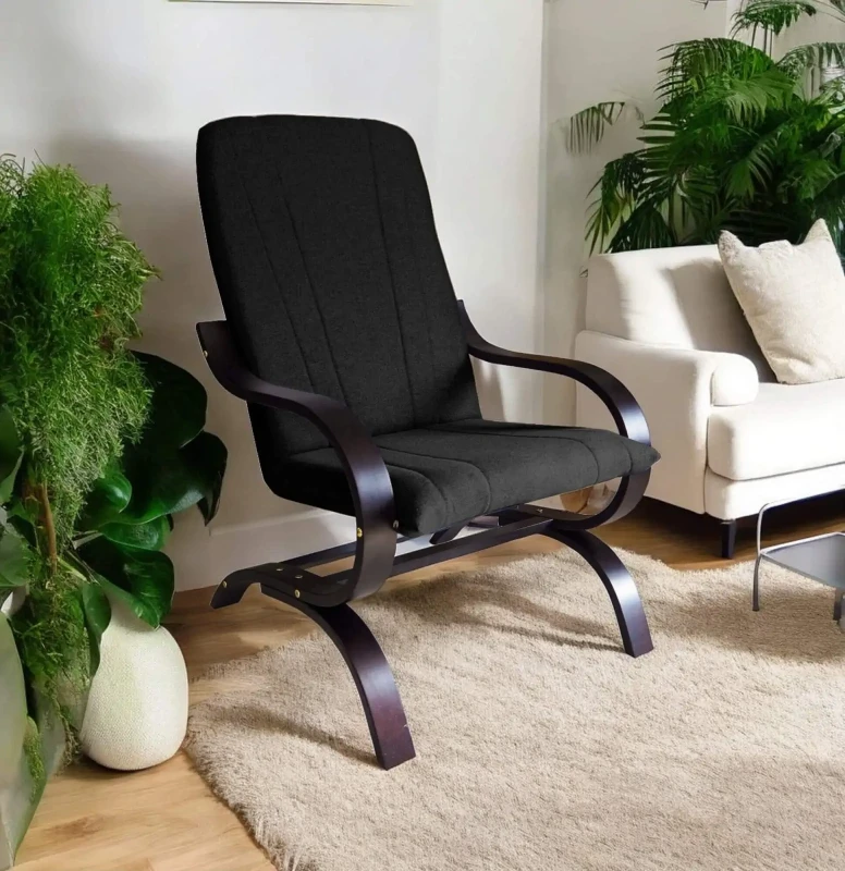 Fotel tapicerowany Finka Sisu gładki na bukowym stelażu do salonu - czarny Sawana 14