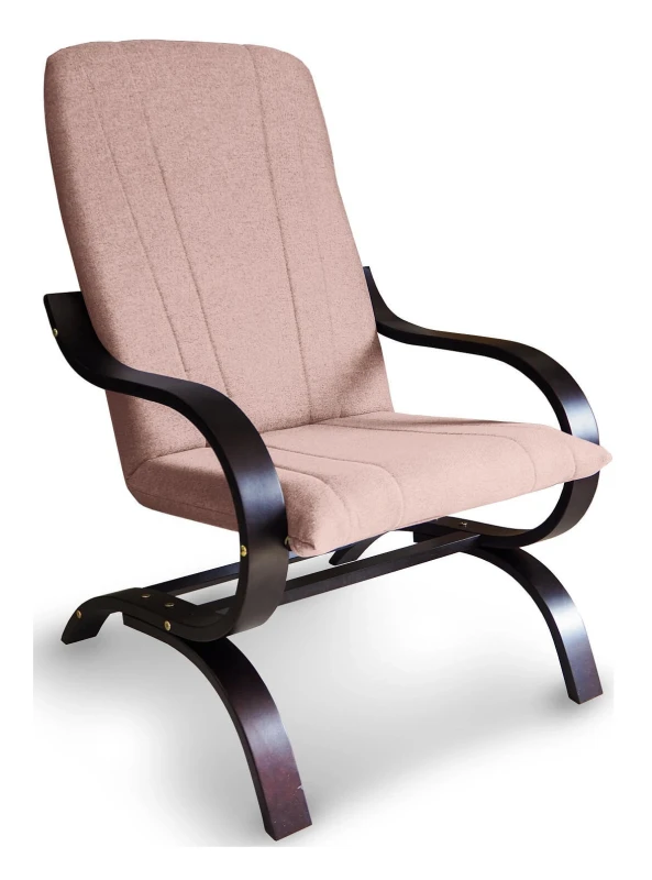 Fotel tapicerowany Finka Sisu gładki na bukowym stelażu do salonu - jasny róż Malmo 61