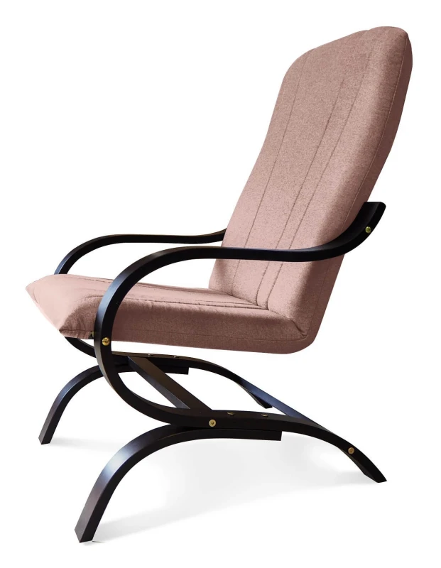 Fotel tapicerowany Finka Sisu gładki na bukowym stelażu do salonu - jasny róż Malmo 61