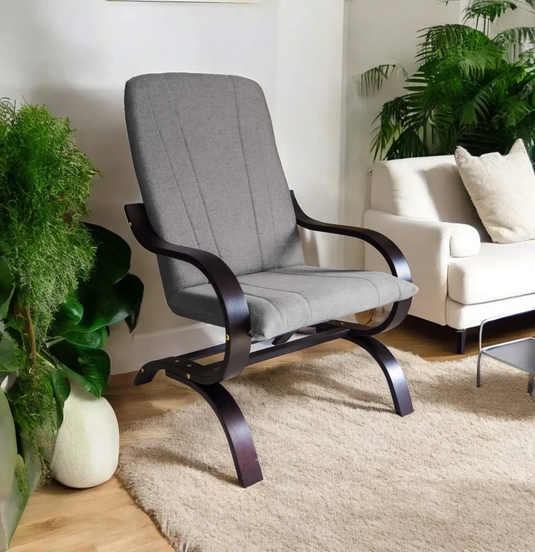 Fotel tapicerowany Finka Sisu gładki na bukowym stelażu do salonu - jasny szary Malmo 83