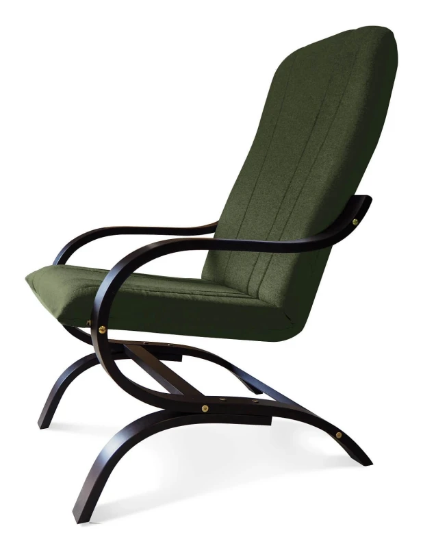 Fotel tapicerowany Finka Sisu gładki na bukowym stelażu do salonu - oliwkowy Malmo 37