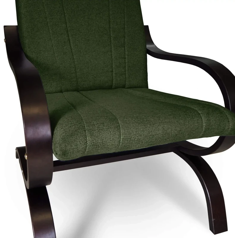 Fotel tapicerowany Finka Sisu gładki na bukowym stelażu do salonu - oliwkowy Malmo 37