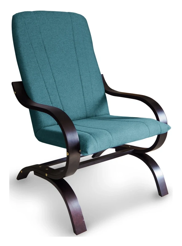 Fotel tapicerowany Finka Sisu gładki na bukowym stelażu do salonu - turkusowy Malmo 85