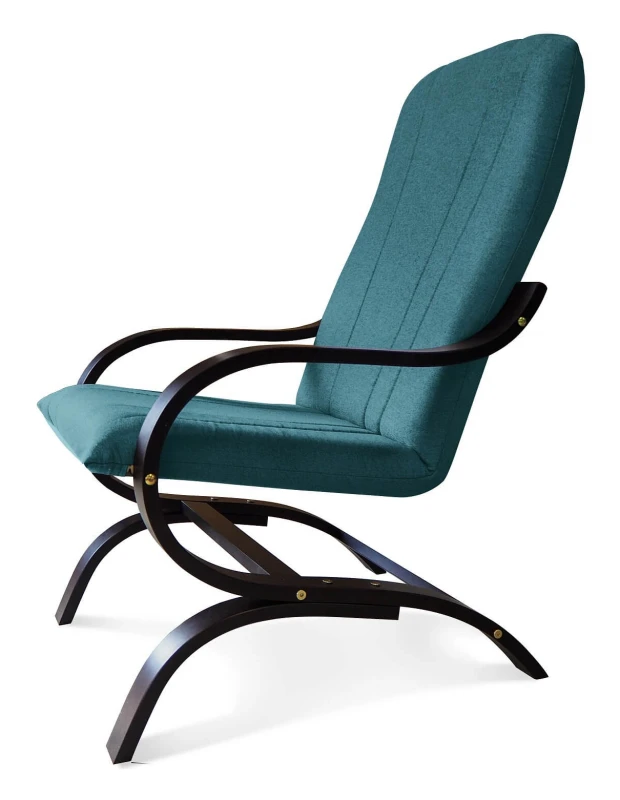 Fotel tapicerowany Finka Sisu gładki na bukowym stelażu do salonu - turkusowy Malmo 85