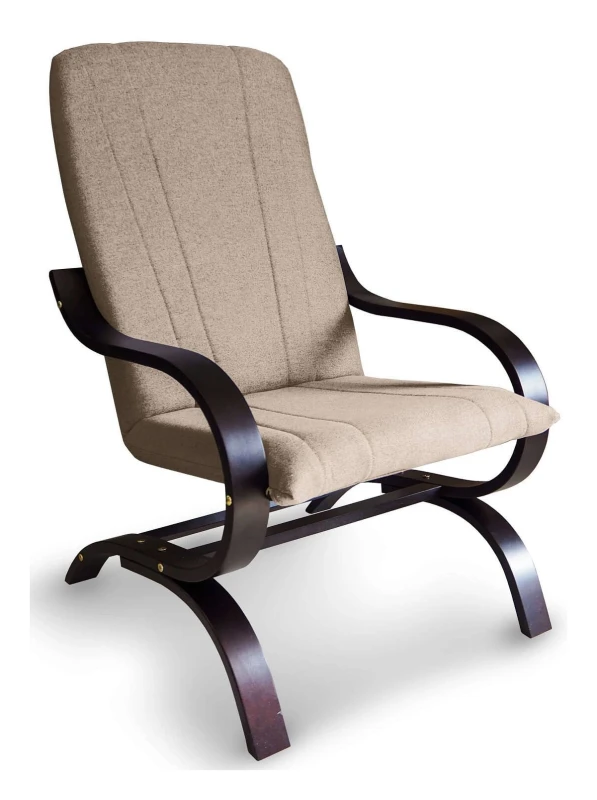 Fotel tapicerowany Finka Sisu gładki na bukowym stelażu do salonu - beżowy Sawana 17