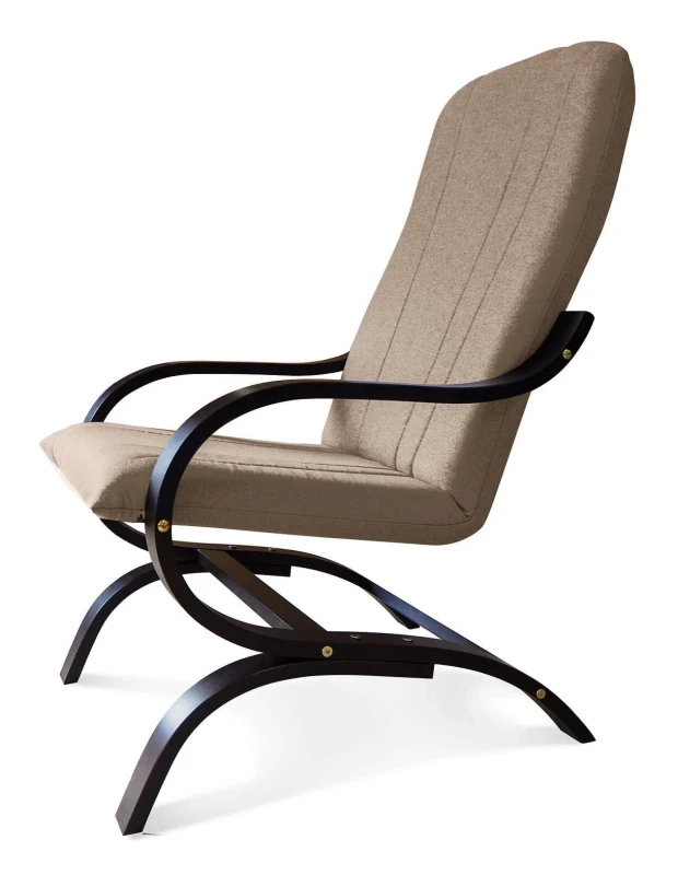 Fotel tapicerowany Finka Sisu gładki na bukowym stelażu do salonu - beżowy Sawana 17