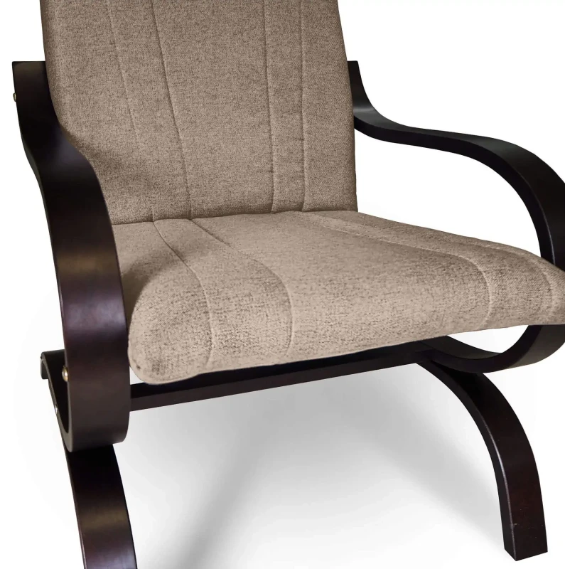 Fotel tapicerowany Finka Sisu gładki na bukowym stelażu do salonu - beżowy Sawana 17