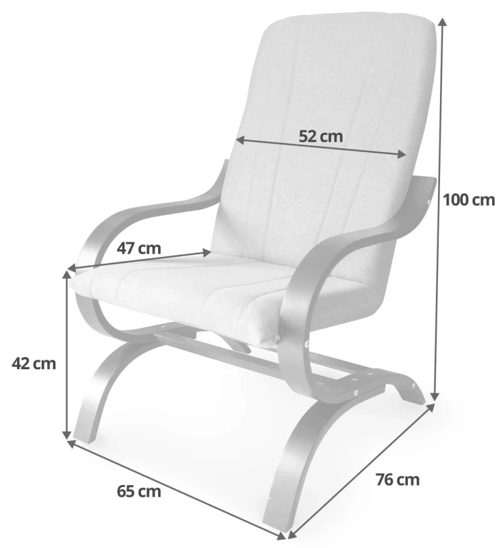 Fotel tapicerowany Finka Sisu gładki na bukowym stelażu do salonu - wymiary