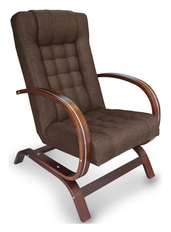 Fotel tapicerowany Finka Harmonia pikowany na bukowym stelażu do salonu - brązowy Malmo 26