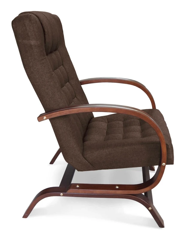 Fotel tapicerowany Finka Harmonia pikowany na bukowym stelażu do salonu - brązowy Malmo 26