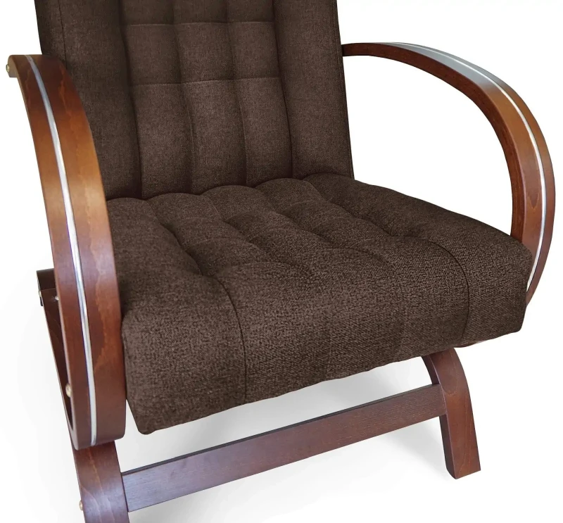 Fotel tapicerowany Finka Harmonia pikowany na bukowym stelażu do salonu - brązowy Malmo 26