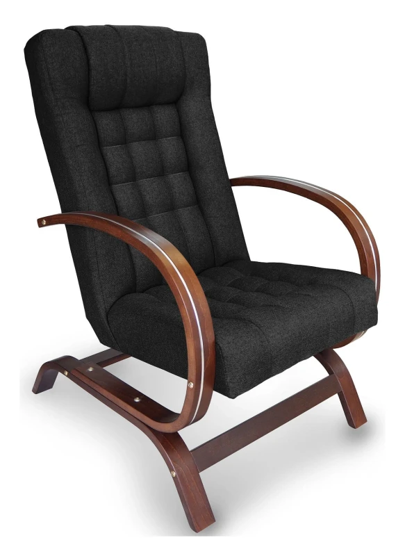 Fotel tapicerowany Finka Harmonia pikowany na bukowym stelażu do salonu - czarny Sawana 14