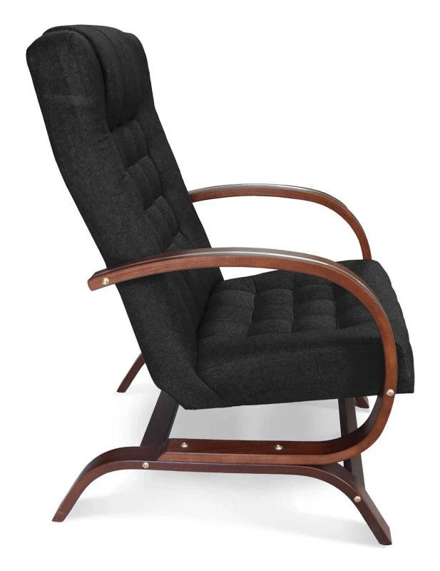 Fotel tapicerowany Finka Harmonia pikowany na bukowym stelażu do salonu - czarny Sawana 14