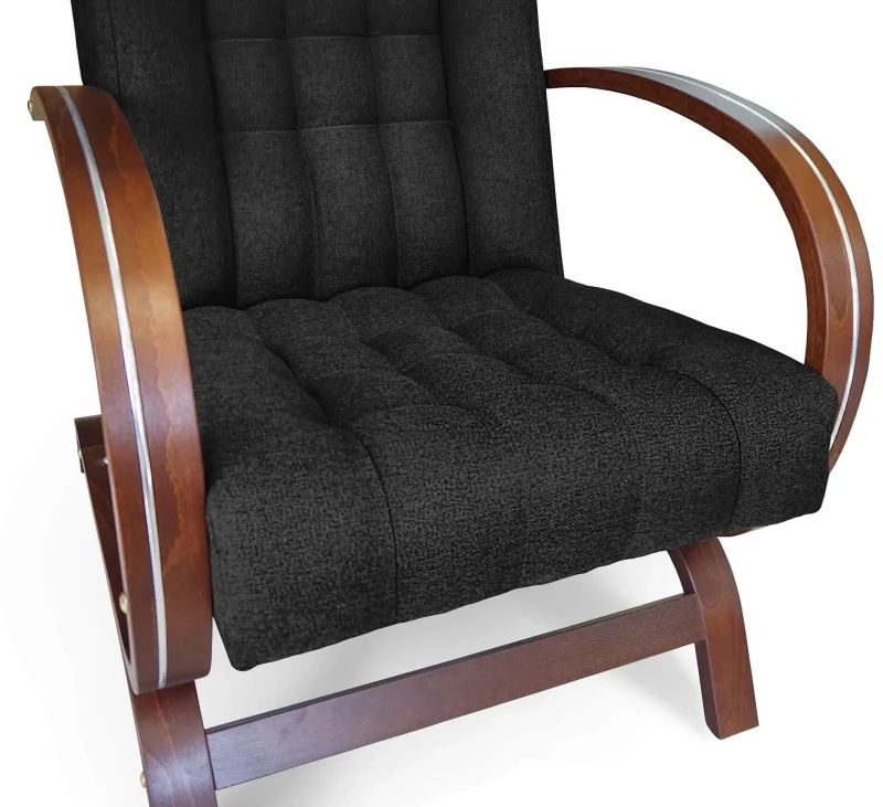 Fotel tapicerowany Finka Harmonia pikowany na bukowym stelażu do salonu - czarny Sawana 14