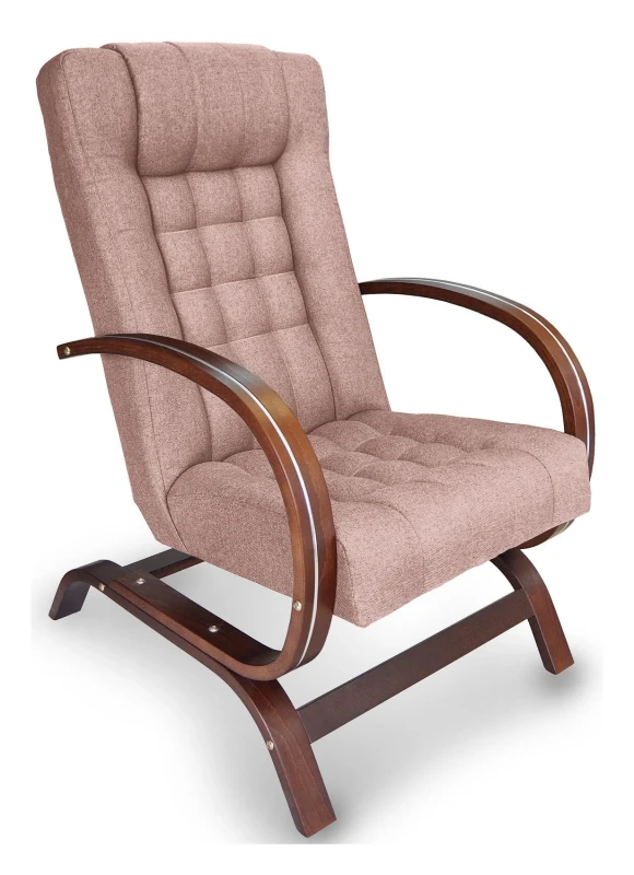Fotel tapicerowany Finka Harmonia pikowany na bukowym stelażu do salonu - jasny róż Malmo 61