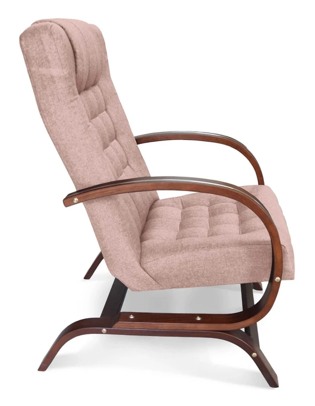 Fotel tapicerowany Finka Harmonia pikowany na bukowym stelażu do salonu - jasny róż Malmo 61