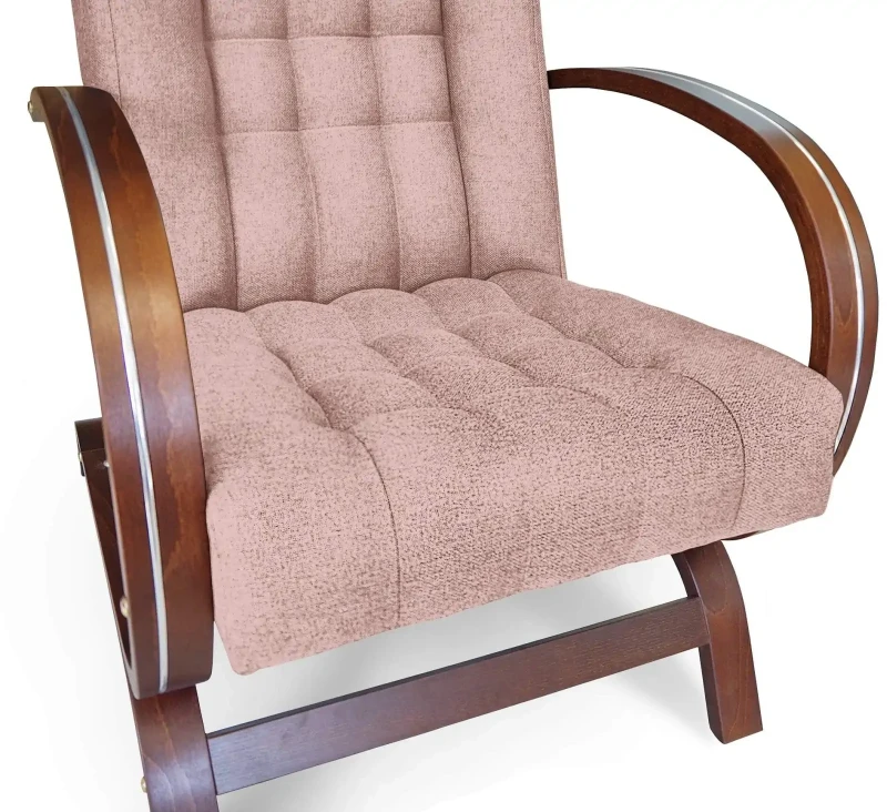 Fotel tapicerowany Finka Harmonia pikowany na bukowym stelażu do salonu - jasny róż Malmo 61
