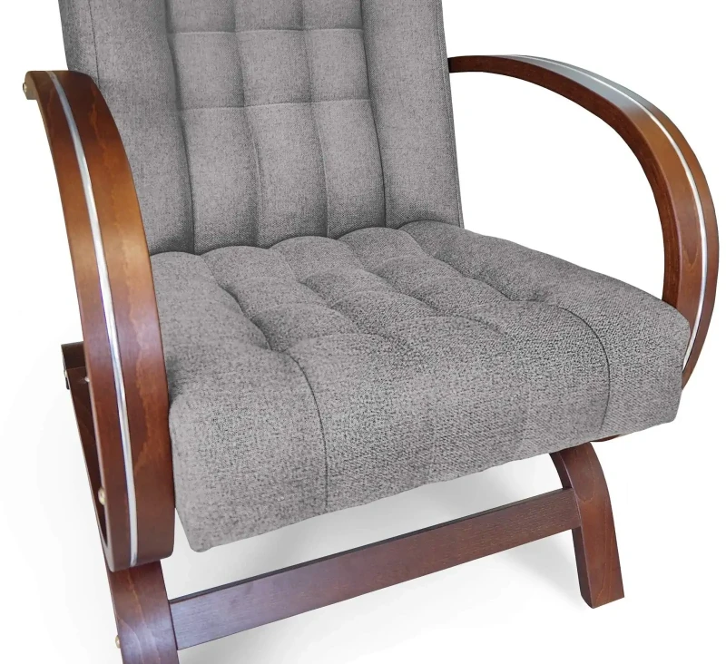 Fotel tapicerowany Finka Harmonia pikowany na bukowym stelażu do salonu - jasny szary Malmo 83