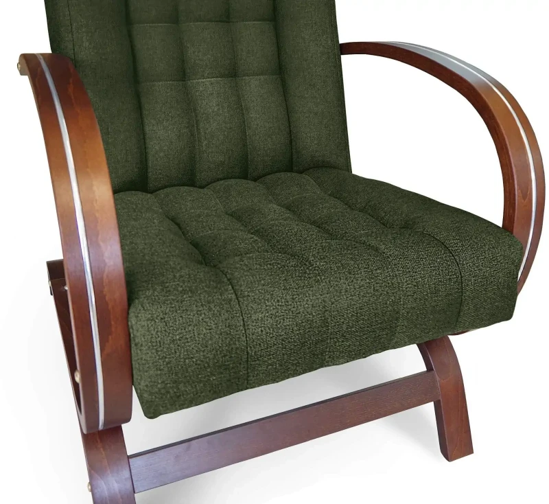 Fotel tapicerowany Finka Harmonia pikowany na bukowym stelażu do salonu - oliwkowy Malmo 37