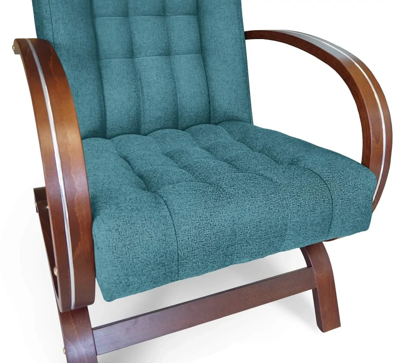 Fotel tapicerowany Finka Harmonia pikowany na bukowym stelażu do salonu - turkusowy Malmo 85