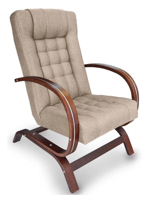 Fotel tapicerowany Finka Harmonia pikowany na bukowym stelażu do salonu - beżowy Sawana 17