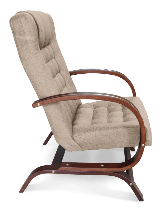 Fotel tapicerowany Finka Harmonia pikowany na bukowym stelażu do salonu - beżowy Sawana 17