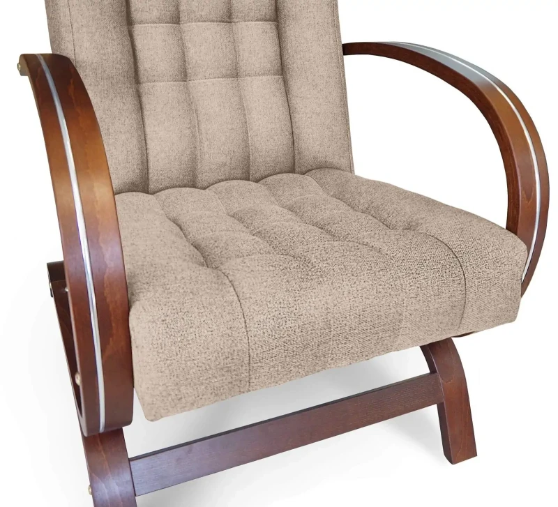 Fotel tapicerowany Finka Harmonia pikowany na bukowym stelażu do salonu - beżowy Sawana 17