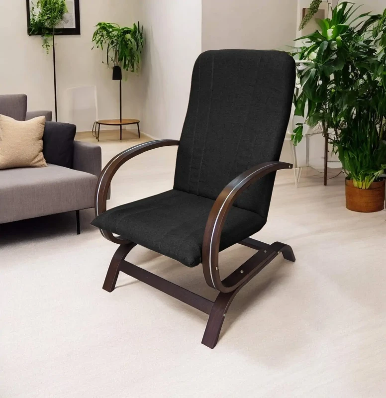 Fotel tapicerowany Finka Harmonia gładki na bukowym stelażu do salonu - czarny Sawana 14