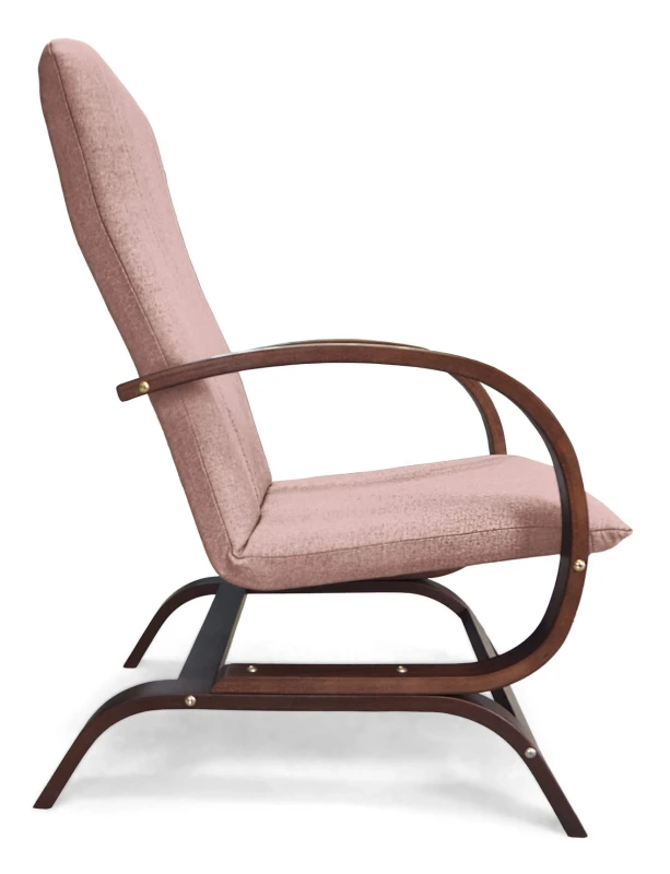 Fotel tapicerowany Finka Harmonia gładki na bukowym stelażu do salonu - jasny róż Malmo 61