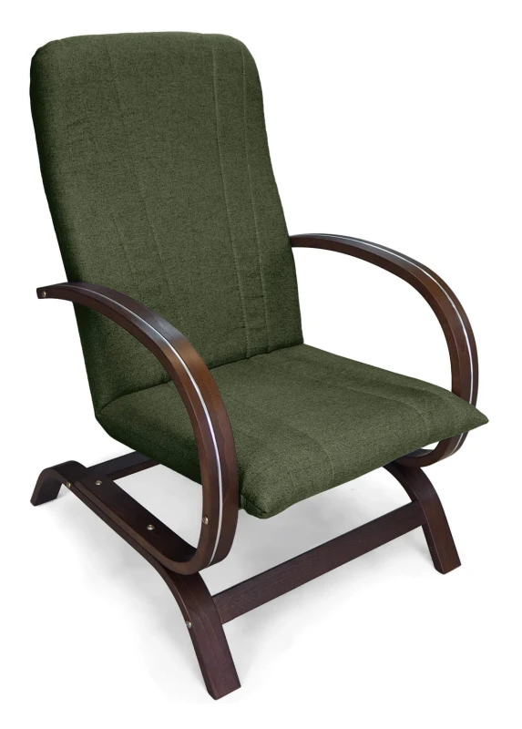 Fotel tapicerowany Finka Harmonia gładki na bukowym stelażu do salonu - oliwkowy Malmo 37