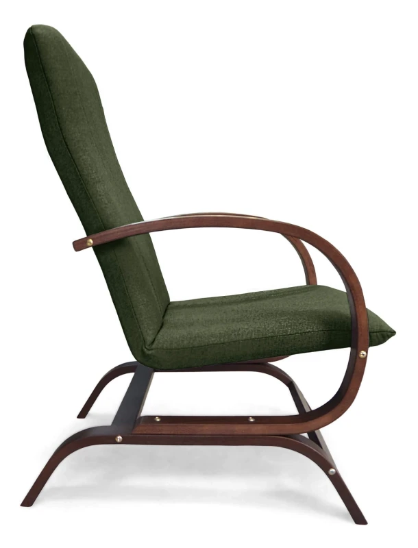 Fotel tapicerowany Finka Harmonia gładki na bukowym stelażu do salonu - oliwkowy Malmo 37