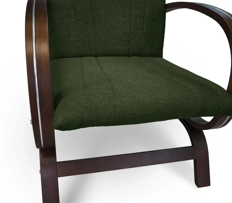 Fotel tapicerowany Finka Harmonia gładki na bukowym stelażu do salonu - oliwkowy Malmo 37