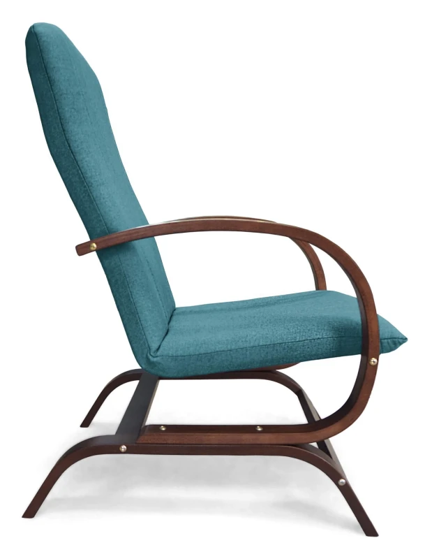 Fotel tapicerowany Finka Harmonia gładki na bukowym stelażu do salonu - turkusowy Malmo 85