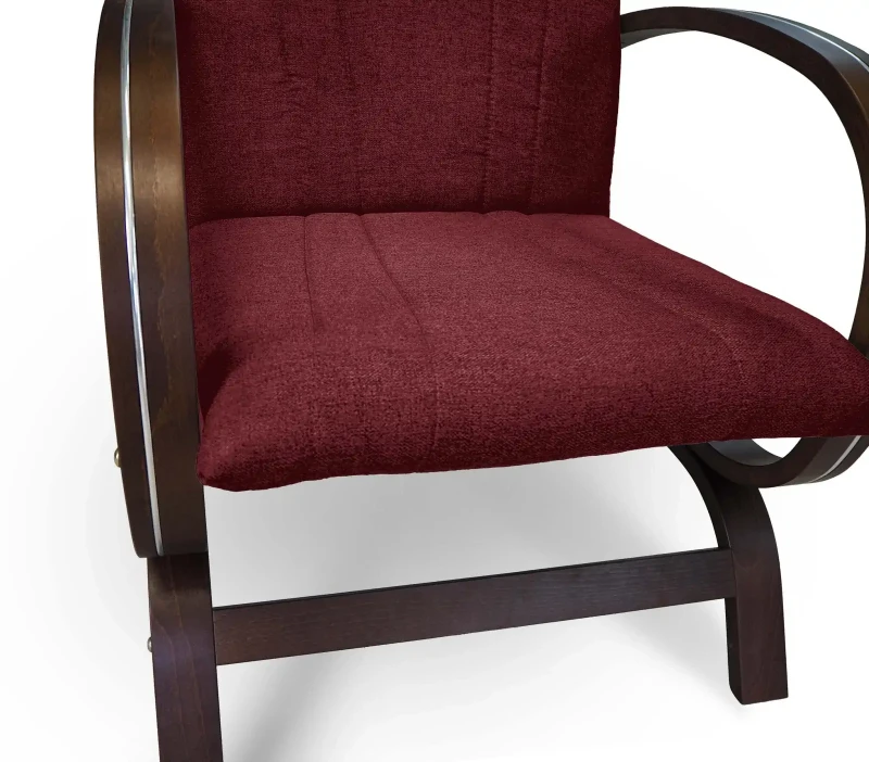 Fotel tapicerowany Finka Harmonia gładki na bukowym stelażu do salonu - bordowy Malmo 63