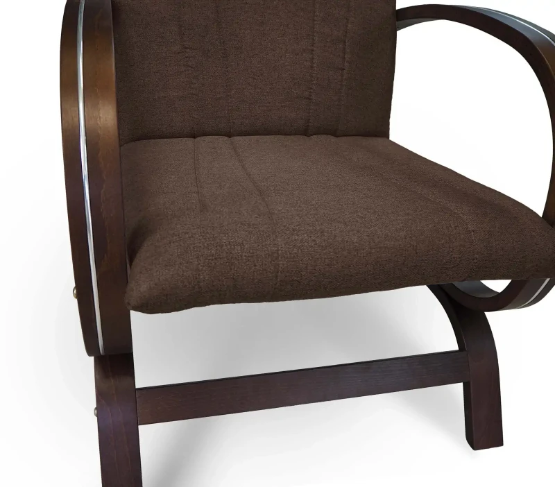 Fotel tapicerowany Finka Harmonia gładki na bukowym stelażu do salonu - brązowy Malmo 26