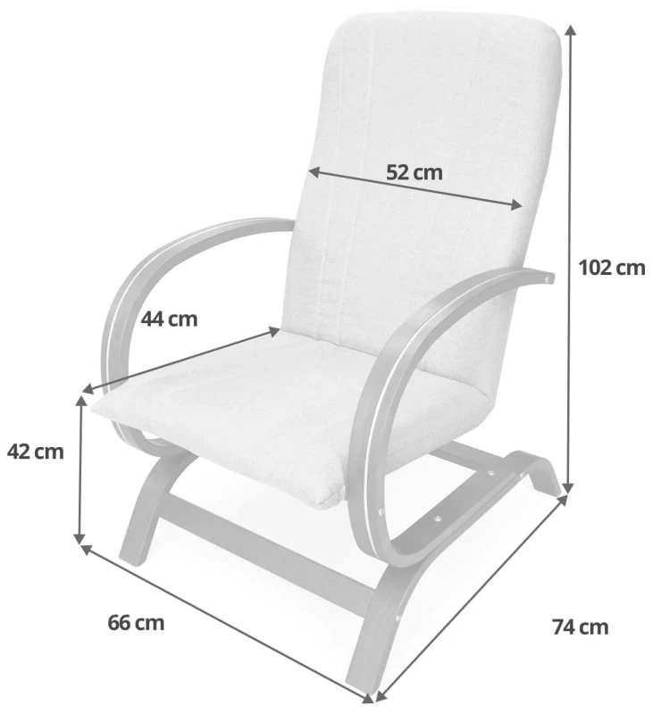 Fotel tapicerowany Finka Harmonia gładki na bukowym stelażu do salonu - wymiary