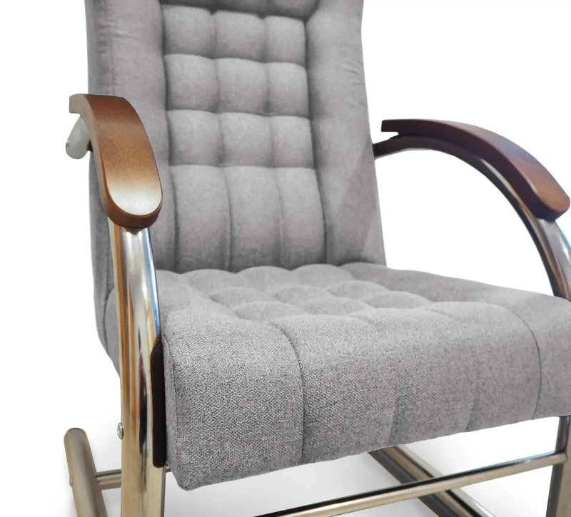 Fotel tapicerowany Finka Happy pikowany na metalowym stelażu do salonu - jasny szary Malmo 83