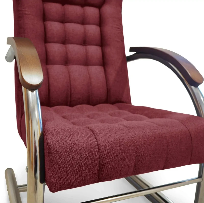 Fotel tapicerowany Finka Happy pikowany na metalowym stelażu do salonu - bordowy Malmo 63