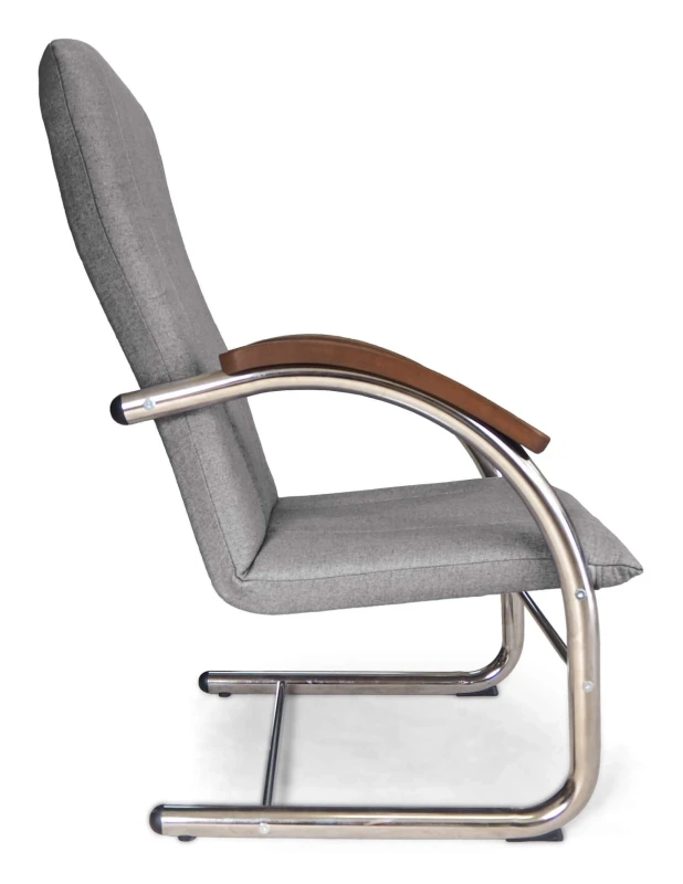 Fotel tapicerowany Finka Happy gładki na metalowym stelażu do salonu - jasny szary Malmo 83