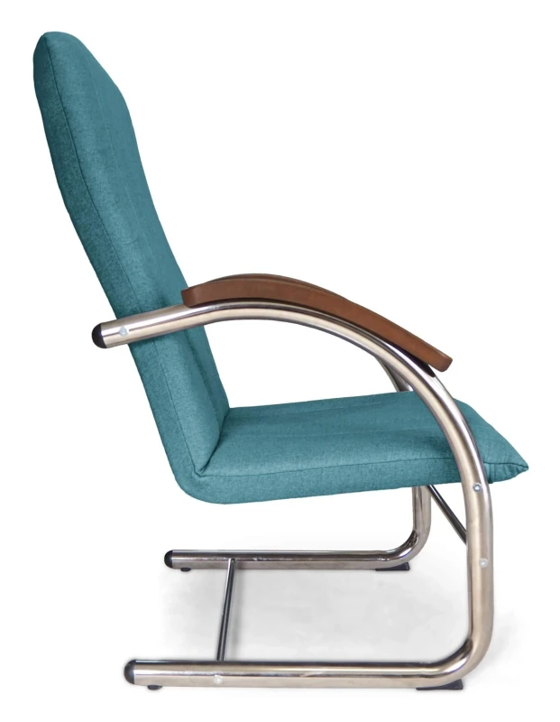 Fotel tapicerowany Finka Happy gładki na metalowym stelażu do salonu - turkusowy Malmo 85