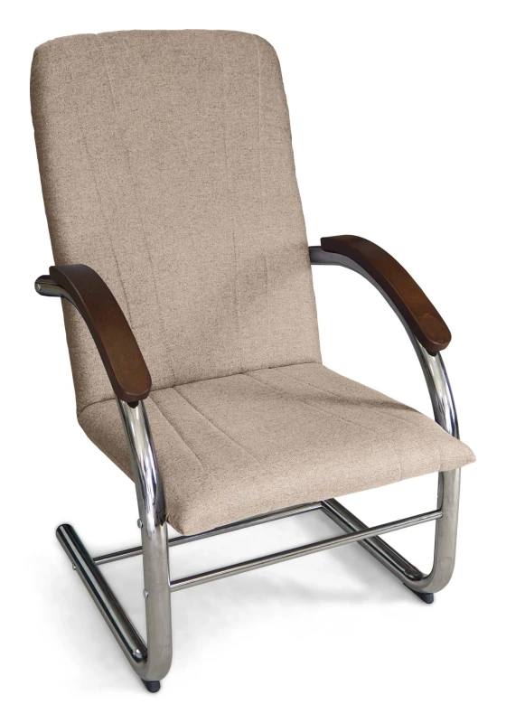 Fotel tapicerowany Finka Happy gładki na metalowym stelażu do salonu - beżowy Sawana 17