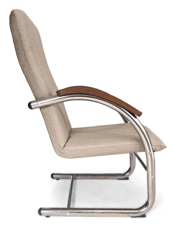 Fotel tapicerowany Finka Happy gładki na metalowym stelażu do salonu - beżowy Sawana 17