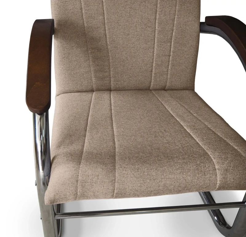 Fotel tapicerowany Finka Happy gładki na metalowym stelażu do salonu - beżowy Sawana 17