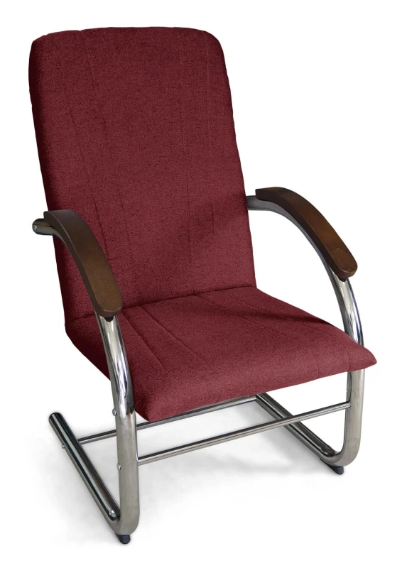 Fotel tapicerowany Finka Happy gładki na metalowym stelażu do salonu - bordowy Malmo 63