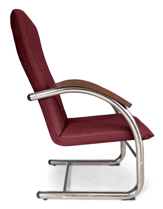 Fotel tapicerowany Finka Happy gładki na metalowym stelażu do salonu - bordowy Malmo 63