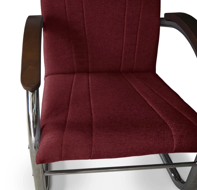 Fotel tapicerowany Finka Happy gładki na metalowym stelażu do salonu - bordowy Malmo 63