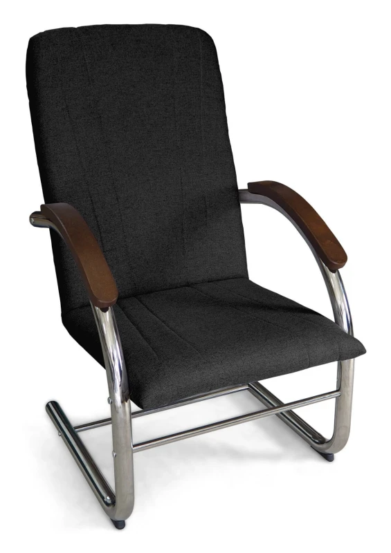 Fotel tapicerowany Finka Happy gładki na metalowym stelażu do salonu - czarny Sawana 14